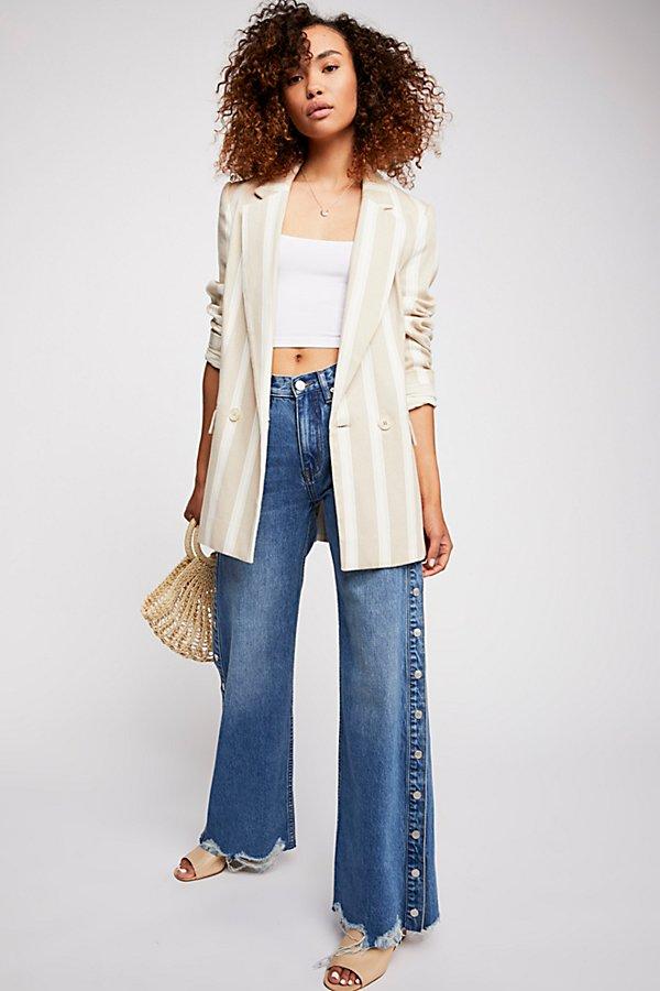 Zee Gee Why Sweeper Snap Wide Leg Jeans At Free People